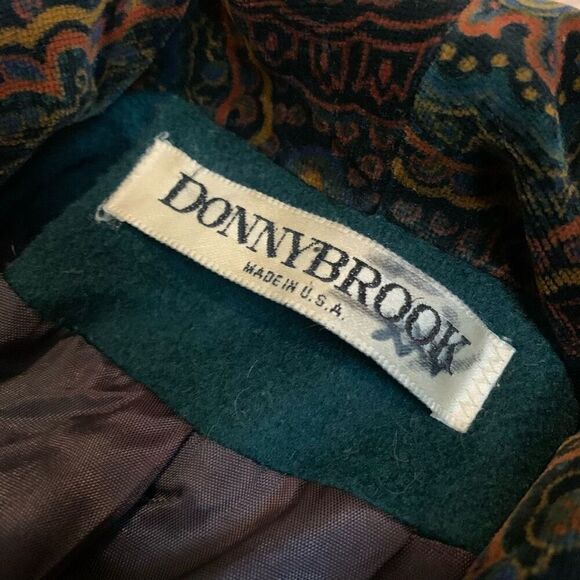 Vintage Green Wool Blend Princess Trench Peacoat Small Medium Velvet - Picture 4 of 9